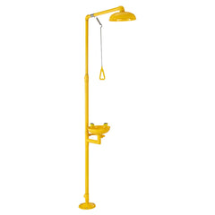 Emergency Shower Eye Wash Station, 34.25 x 15.75 x 91.73 Inch 304 Stainless Steel Eyewash and Shower Combination, OSHA-Approved First Aid Eye Wash Station, for Schools, Labs, Factories, Yellow