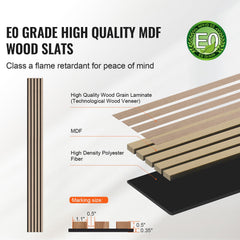 Wood Slat Acoustic Panels, 7.9 x 94.5 inch, MDF Accent Wooden Wall Panels for Modern Interior Wall Decor, Faux Wood Wall Board Panels for Noise Reduction, Silver Wood