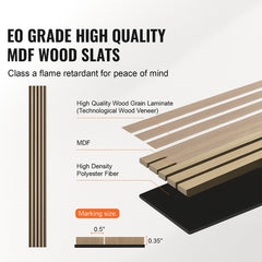 Wood Slat Acoustic Panels, 7.9 x 94.5 inch, MDF Accent Wooden Wall Panels for Modern Interior Wall Decor, Faux Wood Wall Board Panels for Noise Reduction, Silver Wood