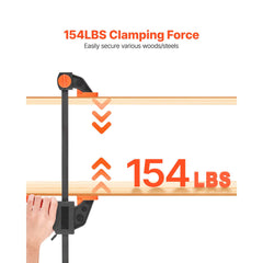 Bar Clamps for Woodworking, 2-Pack 30.48 cm and 2-Pack 15.24 cm, One-Handed Clamp/Spreader, Quick-Grip F-Clamp with 70 kg Load Limit, Premium Plastic and Steel, for Woodworking Metal working