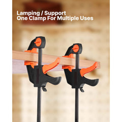 Bar Clamps for Woodworking, 2-Pack 30.48 cm and 2-Pack 15.24 cm, One-Handed Clamp/Spreader, Quick-Grip F-Clamp with 70 kg Load Limit, Premium Plastic and Steel, for Woodworking Metal working