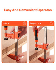Bar Clamps for Woodworking, 2-Pack 15.24 cm and 2-Pack 30.48 cm, Lockable F-Clamp with 272 kg Load Limit, 63.5 mm Depth, Cast Iron and Carbon Steel, Wood Clamps for Woodworking Metal Working