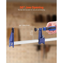 Bar Clamps for Woodworking, 2-Pack 91.4 cm Opening, Lockable F-Clamp with 272 kg Load Limit,63.5 mm Depth, Cast Iron and Carbon Steel, Easy to Use, Wood Clamps for Woodworking Metal Working
