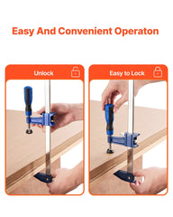 Bar Clamps for Woodworking, 2-Pack 91.4 cm Opening, Lockable F-Clamp with 272 kg Load Limit,63.5 mm Depth, Cast Iron and Carbon Steel, Easy to Use, Wood Clamps for Woodworking Metal Working