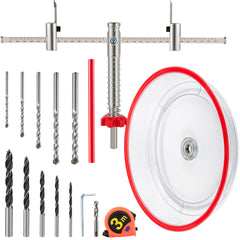 Adjustable Hole Saw Cutter Kit, 1-5/8\" to 11-13 /16\" (40-300 mm), Recessed Hole Saw with PC Dust Shield, Two Replaceable Pilot Drill Bits, for Recessed Lights, Ceiling Speakers, Vent Holes