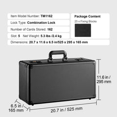 Graded Card Storage Box, 5 Slots, Graded Sports Cards Holder Carrying Case with Coded Lock Foam Dividers, for 162 PSA Graded Cards 115 BGS Cards 130 SGC Cards 585 Top Loaders or 999+ Loose Cards