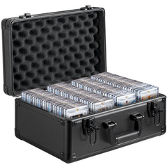 Graded Card Storage Box, 4 Slots, Graded Sports Cards Holder Carrying Case with Key Lock Foam Dividers, for 108 PSA Graded Cards 76 BGS Cards 84 SGC Cards 388 Top Loaders or 999+ Loose Cards