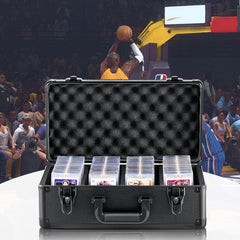 Graded Card Storage Box, 4 Slots, Graded Sports Cards Holder Carrying Case with Key Lock Foam Dividers, for 108 PSA Graded Cards 76 BGS Cards 84 SGC Cards 388 Top Loaders or 999+ Loose Cards