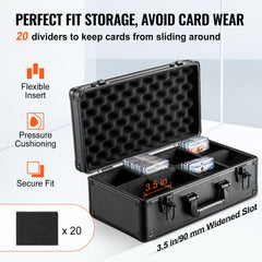 Graded Card Storage Box, 4 Slots, Graded Sports Cards Holder Carrying Case with Key Lock Foam Dividers, for 96 PSA Graded Cards 68 BGS Cards 76 SGC Cards 348 Top Loaders or 999+ Loose Cards