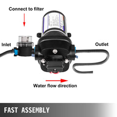 Water Pressure Diaphragm Pump, 12V FL-40 High Pressure Diaphragm Water Pump, 40PSI Automatic Self Priming Water Pump, 17L/MIN Misting Booster Sprayer Diaphragm Pump for Caravan Boat RV Garden