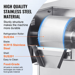 Commercial Snowflake Ice Machine, 176.4LBS/24H Snowflake Ice Maker, Stainless Steel Ice Shaver Machine, Electric Snow Cone Maker, Air Cooling System for Rapid Heat Dissipation, for Bakery, Cafe