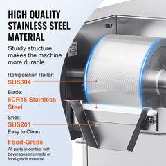Commercial Snowflake Ice Machine, 176.4LBS/24H Snowflake Ice Maker, Stainless Steel Ice Shaver Machine, Electric Snow Cone Maker, Air Cooling System for Rapid Heat Dissipation, for Bakery, Cafe