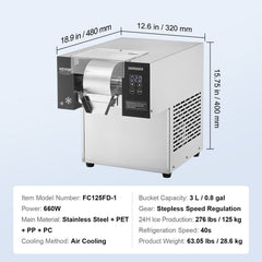 Commercial Snowflake Ice Machine, 276LBS/24H Snowflake Ice Maker, Stainless Steel Ice Shaver Machine, Electric Snow Cone Maker, Air Cooling System for Rapid Heat Dissipation, for Bakery, Cafe