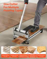 330mm Vinyl Floor Cutter, 16mm Thick Laminate Flooring Cutter with 15°/30°/45° Adjustable Angle Settings, Flexible Wheels, Telescoping Handle, Cuts Engineered Wood, LVT, VCT, SPC, LVP, WPC