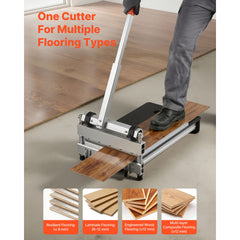 330mm Vinyl Floor Cutter, 12mm Thick Laminate Flooring Cutter with 15°/30°/45° Adjustable Angle Settings, Flexible Wheels, Telescoping Handle, Cuts Certain Engineered Wood, LVT,VCT,SPC,LVP,WPC