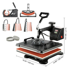 1400W Heat Press Machine 8 In 1 Sublimation Steel Frame Heat Presses with Temperature And Time Control (12X15INCH 8IN1)