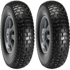 Solid PU Run-Flat Tire Wheel, 254 mm, 2-Pack, 81.6 kg Dynamic Load, 99.8 kg Static Load, Flat Free Tubeless Tires and Wheels for Hand Truck, Utility Cart, Dollies, Garden Trailers, Various Carts