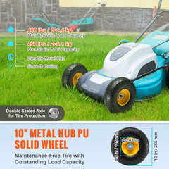 Solid PU Run-Flat Tire Wheel, 254 mm, 2-Pack, 181.4 kg Dynamic Load, 204.1 kg Static Load, Flat Free Tubeless Tires and Wheels for Hand Truck, Utility Cart, Dolly, Garden Trailer, Various Carts