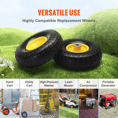 Solid PU Run-Flat Tire Wheel, 254 mm, 2-Pack, 181.4 kg Dynamic Load, 204.1 kg Static Load, Flat Free Tubeless Tires and Wheels for Hand Truck, Utility Cart, Dolly, Garden Trailer, Various Carts