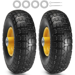 Solid PU Run-Flat Tire Wheel, 254 mm, 2-Pack, 181.4 kg Dynamic Load, 204.1 kg Static Load, Flat Free Tubeless Tires and Wheels for Hand Truck, Utility Cart, Dolly, Garden Trailer, Various Carts