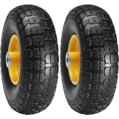 Solid PU Run-Flat Tire Wheel, 254 mm, 2-Pack, 181.4 kg Dynamic Load, 204.1 kg Static Load, Flat Free Tubeless Tires and Wheels for Hand Truck, Utility Cart, Dolly, Garden Trailer, Various Carts