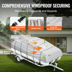 Pontoon Boat Cover 800D Waterproof Trailerable 19-20 ft with Storage Bag