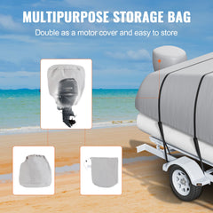 Pontoon Boat Cover 800D Waterproof Trailerable 19-20 ft with Storage Bag