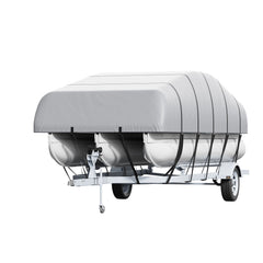 Pontoon Boat Cover 800D Waterproof Trailerable 19-20 ft with Storage Bag