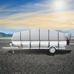 Pontoon Boat Cover 800D Waterproof Trailerable 19-20 ft with Storage Bag