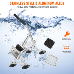 Commercial Vegetable Slicer, 3/8 inch Fruit Slicer, Stainless Steel and Aluminum Alloy Vegetable Cutter Slicer Machine, Manual Slicer with Non-slip Feet, for Radishes, Onions, Potatoes, Lemons