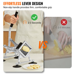 Commercial Vegetable Slicer, 3/8 inch Fruit Slicer, Stainless Steel and Aluminum Alloy Vegetable Cutter Slicer Machine, Manual Slicer with Non-slip Feet, for Radishes, Onions, Potatoes, Lemons