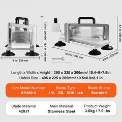 Commercial Tomato Slicer, 1/4"+3/8"+3/16" Tomato Cutter Slicer, Stainless Steel Heavy Duty Tomato Slicer Machine, Manual Tomato Slicer with Non-slip Feet, Cutting Tomatoes, Cucumbers, Bananas