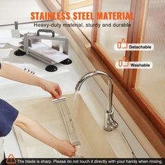 Commercial Tomato Slicer, 1/4 inch Tomato Cutter Slicer, Stainless Steel Heavy Duty Tomato Slicer Machine, Manual Tomato Slicer with Non-slip Feet, for Cutting Tomatoes, Cucumbers, Bananas