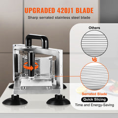 Commercial Tomato Slicer, 3/16 inch Tomato Cutter Slicer, Stainless Steel Heavy Duty Tomato Slicer Machine, Manual Tomato Slicer with Non-slip Feet, for Cutting Tomatoes, Cucumbers, Bananas