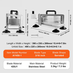 Commercial Tomato Slicer, 3/16 inch Tomato Cutter Slicer, Stainless Steel Heavy Duty Tomato Slicer Machine, Manual Tomato Slicer with Non-slip Feet, for Cutting Tomatoes, Cucumbers, Bananas