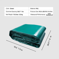 PVC Waterproof Tarp, 16.5 x 29.5 ft Heavy Duty PVC Tarpaulin, Tear-Proof and Weather-Proof, with Grommets and Reinforced Edges for Canopy Boat RV Tent Shelter Trailer Truck Cover, Green