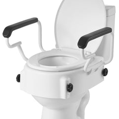 Raised Toilet Seat with Arms, 136.1 kg Load Capacity, 3-Level Adjustable Height, Widened Commode Elevated Toilet Seat Riser with Padded Handles for Seniors, Elderly, Handicap, Disabled, Adults