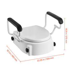 Raised Toilet Seat with Arms, 136.1 kg Load Capacity, 3-Level Adjustable Height, Widened Commode Elevated Toilet Seat Riser with Padded Handles for Seniors, Elderly, Handicap, Disabled, Adults