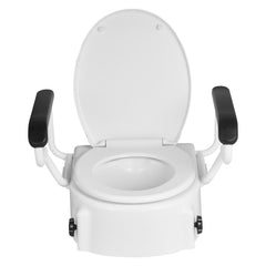 Raised Toilet Seat with Arms, 136.1 kg Load Capacity, 3-Level Adjustable Height, Widened Commode Elevated Toilet Seat Riser with Padded Handles for Seniors, Elderly, Handicap, Disabled, Adults