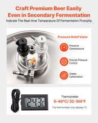 Stainless Steel Conical Fermenter, 8 Gal/30L Home Brewing Fermenation Tank, Brew Bucket Fermentor with Conical Bottom, 3 Adjustable Legs, Lid, Handle & Thermometer, for Wine, Beer Fermentation