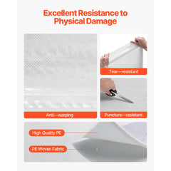 House Wrap, 1.37 x 45.72 m, 0.13 mm Thick Vapor Barrier, Heavy Duty Plastic Sheeting for Tear-resistant, Drop Cloth Vapor Barrier Covering for Residential & Commercial Construction, White