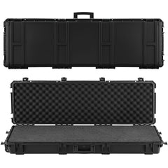 Hard Rifle Case, Lockable Rifle Case with Detachable XPE Foam, 1270 mm Gun Storage with Wheels, IP67 Waterproof & Dustproof Pistol Storage Cases for Rifles, Shotguns, Airsoft Guns, Black