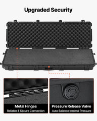 Hard Rifle Case, Lockable Rifle Case with Detachable XPE Foam, 1270 mm Gun Storage with Wheels, IP67 Waterproof & Dustproof Pistol Storage Cases for Rifles, Shotguns, Airsoft Guns, Black