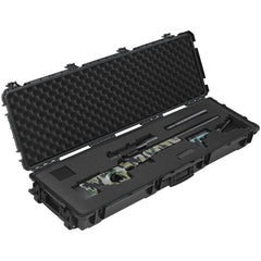 Hard Rifle Case, Lockable Rifle Case with Pre-cut Foams, 1320 mm Gun Storage with Wheels, Heavy Duty IP67 Waterproof & Dustproof Pistol Storage Cases for Rifles, Shotguns, Airsoft Guns, Black