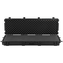 Hard Rifle Case, Lockable Rifle Case with Pre-cut Foams, 1320 mm Gun Storage with Wheels, Heavy Duty IP67 Waterproof & Dustproof Pistol Storage Cases for Rifles, Shotguns, Airsoft Guns, Black