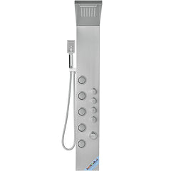 Shower Panel System, 4 Shower Modes Shower Panel Tower, Rainfall, Waterfall, 5 Full Body Massage Jets and 3-Setting Handheld Shower Head with 59" Hose, Stainless Steel Wall-Mounted Shower Set