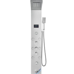 Shower Panel System, 6 Shower Modes, LED & Screen Hydroelectricity Shower Panel Tower, Rainfall, Waterfall, 8 Massage Jets, Tub Spout, Handheld Shower, Stainless Steel Wall-Mounted Shower Set