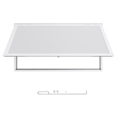 Concession Window 188x102cm, Aluminum Alloy Frame Service Window for Food Truck, Up to 85 Degrees Stand Serving Window with Awning Door and Drag Hook, Rainwater Resistant for Concession Trailer