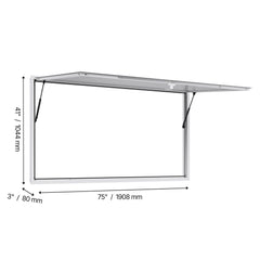 Concession Window 188x102cm, Aluminum Alloy Frame Service Window for Food Truck, Up to 85 Degrees Stand Serving Window with Awning Door and Drag Hook, Rainwater Resistant for Concession Trailer