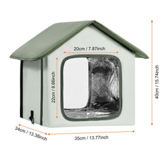 Elevated Heated Cat House, Outdoor Kitty Shelter with Timer, 600D Oxford Cloth Foldable Cat Shelter with Heated Pad for Winter to Stay Warm and Cozy, Green (Small)